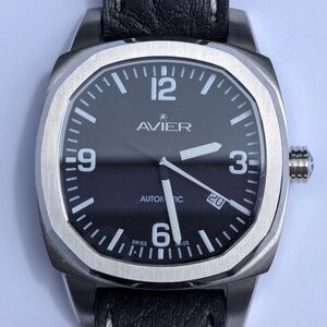 AVIER - Gran Torino Men's Black Leather Automatic Watch 15037